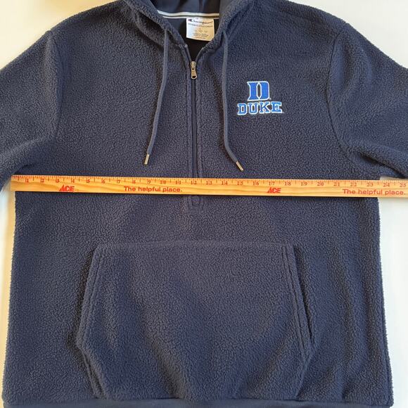 Duke University Champion Sherpa 1/2 Zip Pullover Hoodie Blue Devils Large EUC - Picture 9 of 10